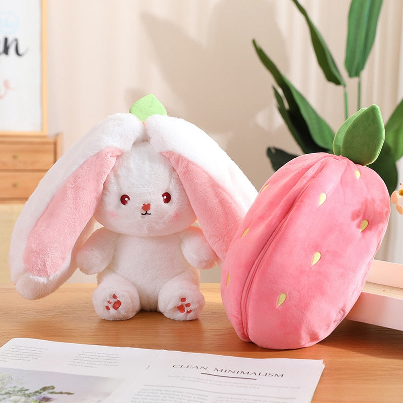 Transforming Bunny – Strawberry & Carrot Dual-Form Plush Toy