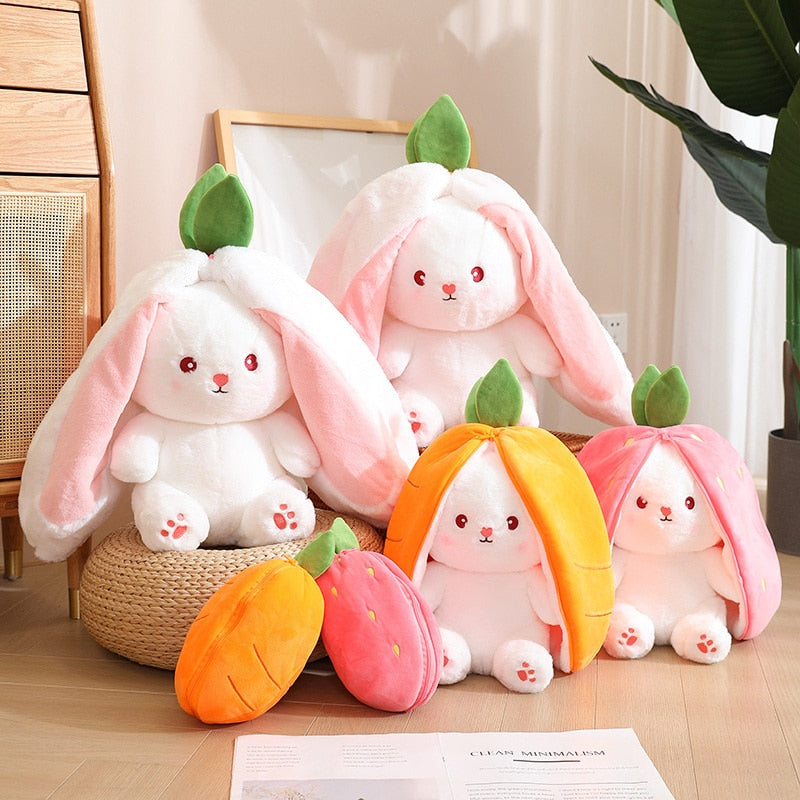 Transforming Bunny – Strawberry & Carrot Dual-Form Plush Toy